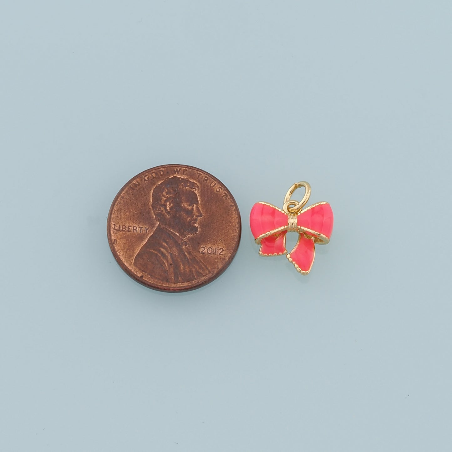 Gold Bow Charms,18K Gold Filled Bow Pendant,Enamel Bow Tie Charm Bracelet Necklace for DIY Jewelry Making Supply