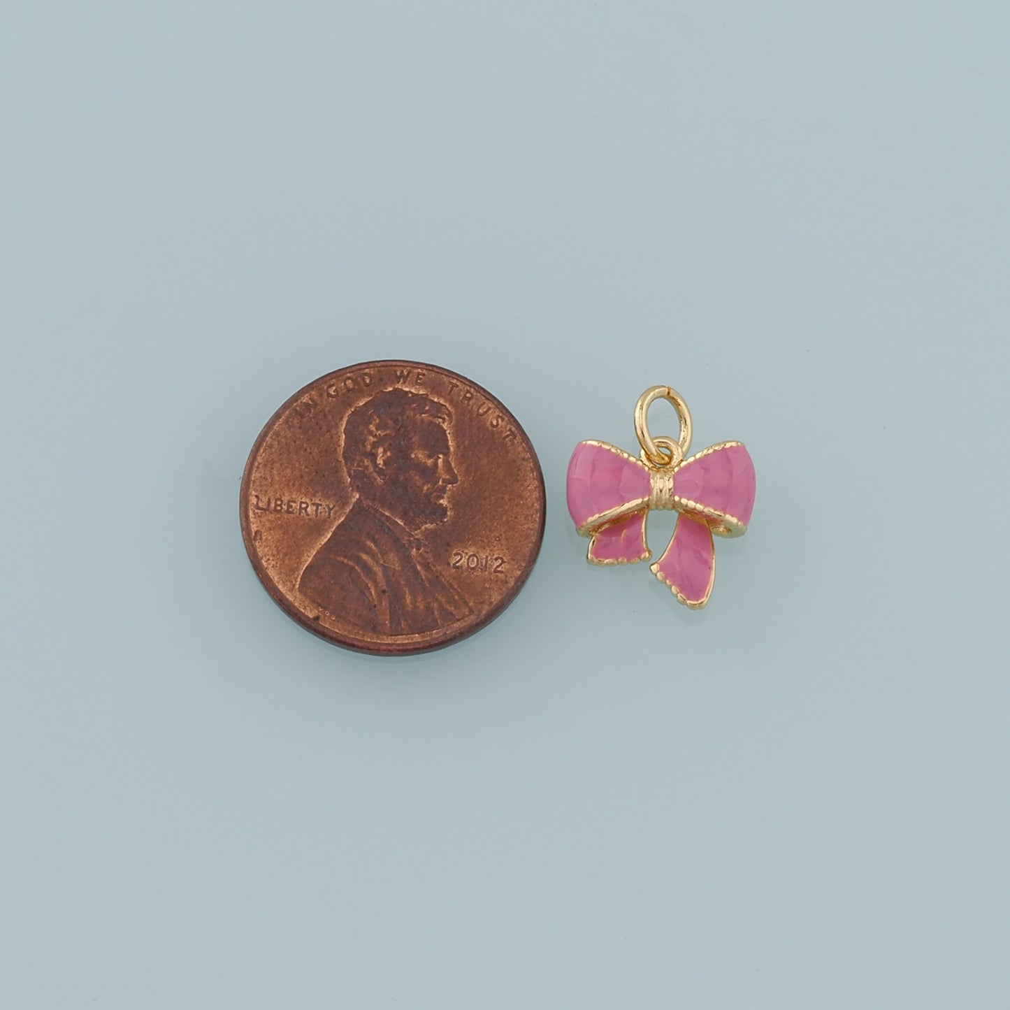 Gold Bow Charms,18K Gold Filled Bow Pendant,Enamel Bow Tie Charm Bracelet Necklace for DIY Jewelry Making Supply
