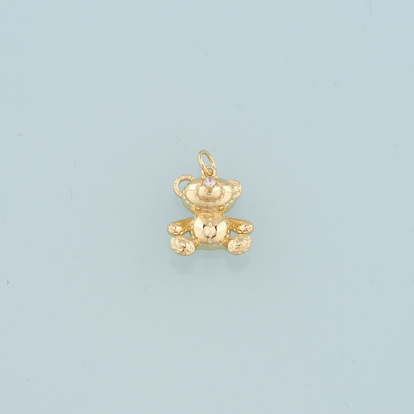 18K Gold Filled Bear Pendant,CZ Bear Charm Bracelet Necklace for DIY Jewelry Making Supply