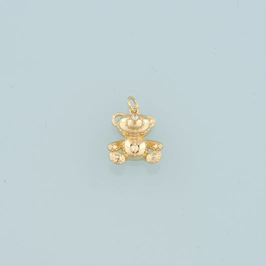18K Gold Filled Bear Pendant,CZ Bear Charm Bracelet Necklace for DIY Jewelry Making Supply