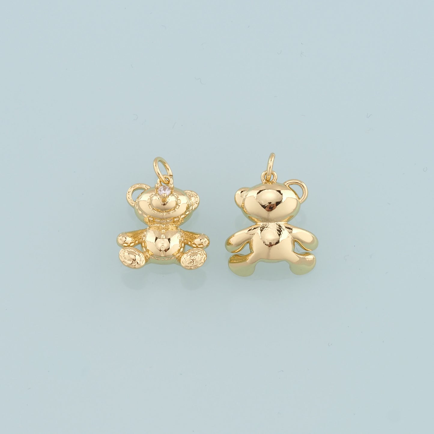 18K Gold Filled Bear Pendant,CZ Bear Charm Bracelet Necklace for DIY Jewelry Making Supply