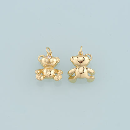 18K Gold Filled Bear Pendant,CZ Bear Charm Bracelet Necklace for DIY Jewelry Making Supply