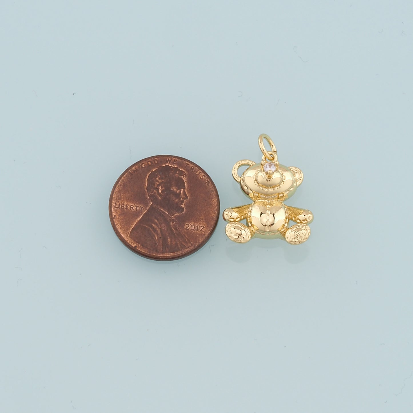 18K Gold Filled Bear Pendant,CZ Bear Charm Bracelet Necklace for DIY Jewelry Making Supply