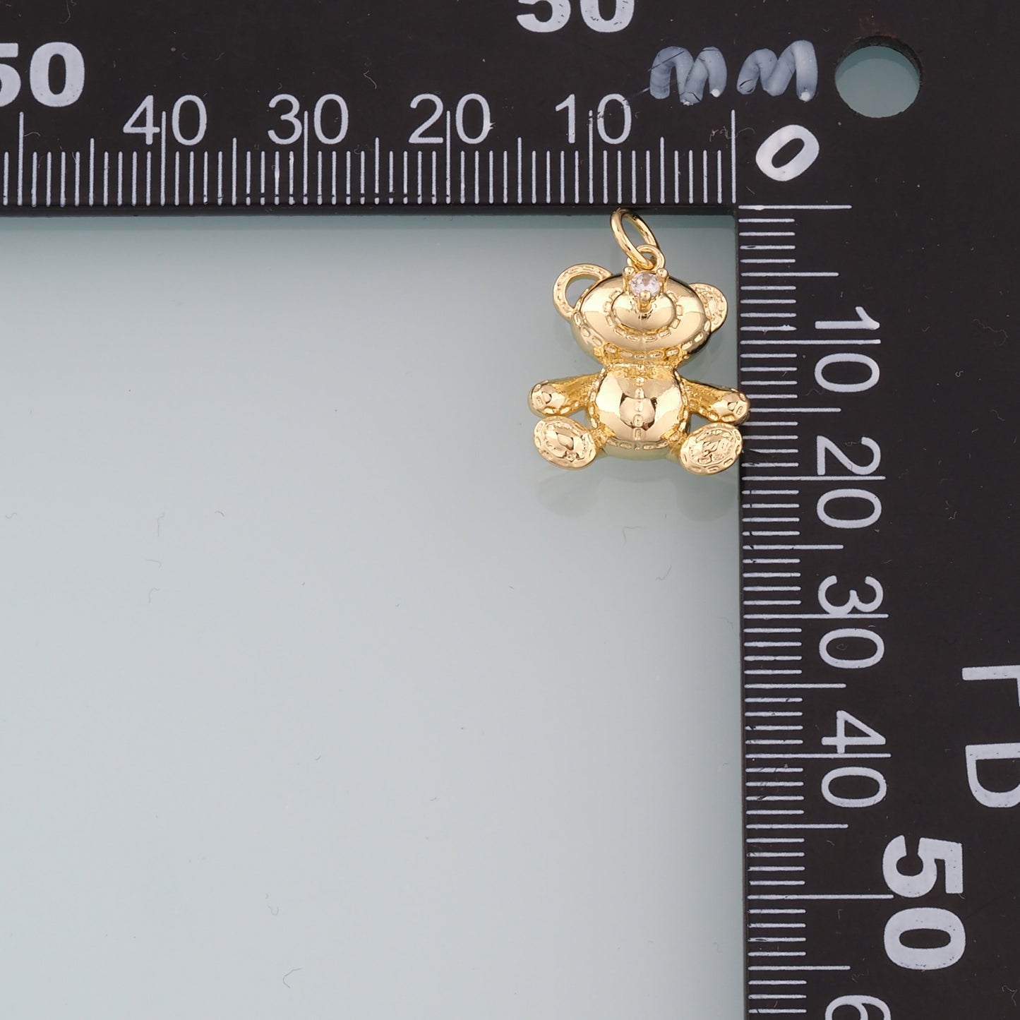 18K Gold Filled Bear Pendant,CZ Bear Charm Bracelet Necklace for DIY Jewelry Making Supply