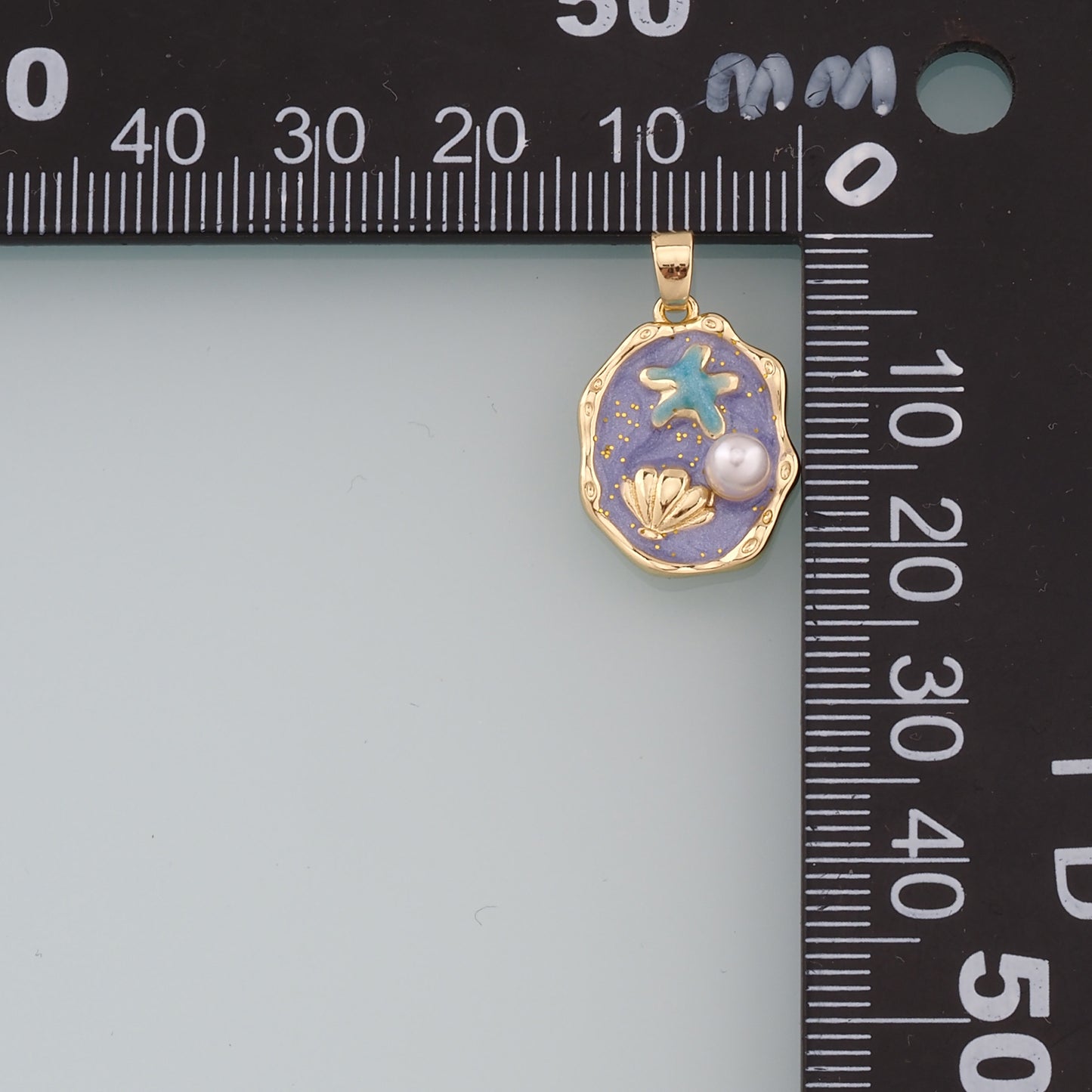 18K Gold Filled Pearl Shell Pendant,Enamel Starfish Charm Bracelet Necklace for DIY Jewelry Making Supply