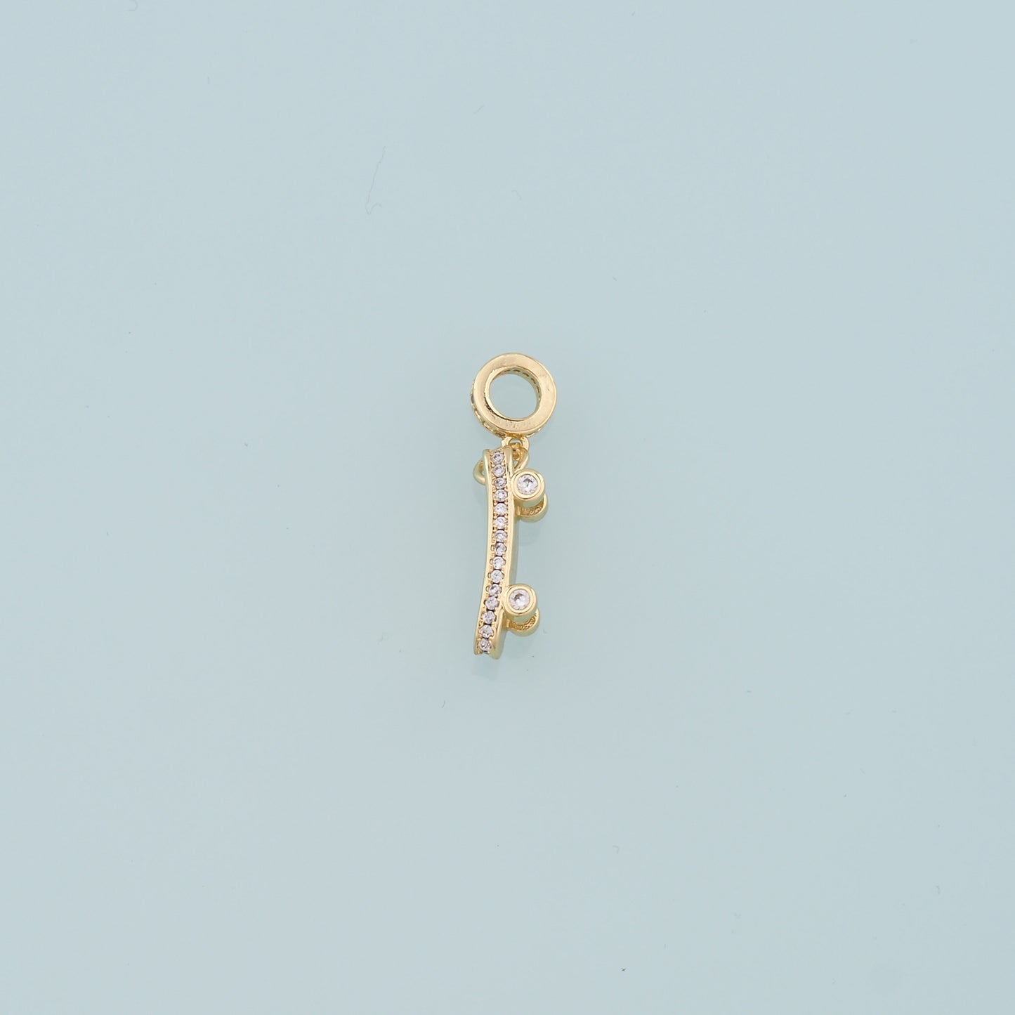 18K Gold Filled Skateboard Pendant,CZ Micro Pave Skateboard Charm Bracelet Necklace for DIY Jewelry Making Supply