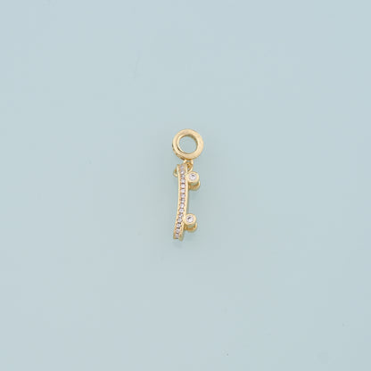 18K Gold Filled Skateboard Pendant,CZ Micro Pave Skateboard Charm Bracelet Necklace for DIY Jewelry Making Supply