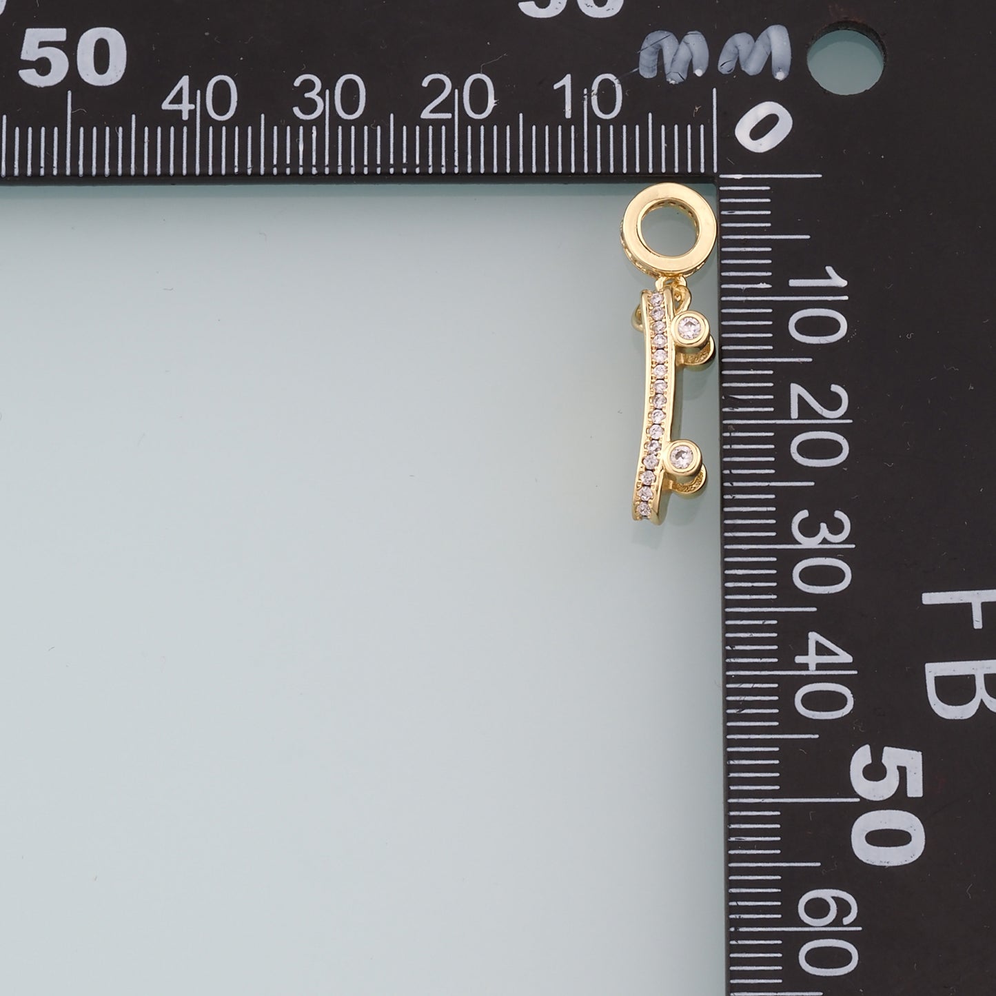 18K Gold Filled Skateboard Pendant,CZ Micro Pave Skateboard Charm Bracelet Necklace for DIY Jewelry Making Supply
