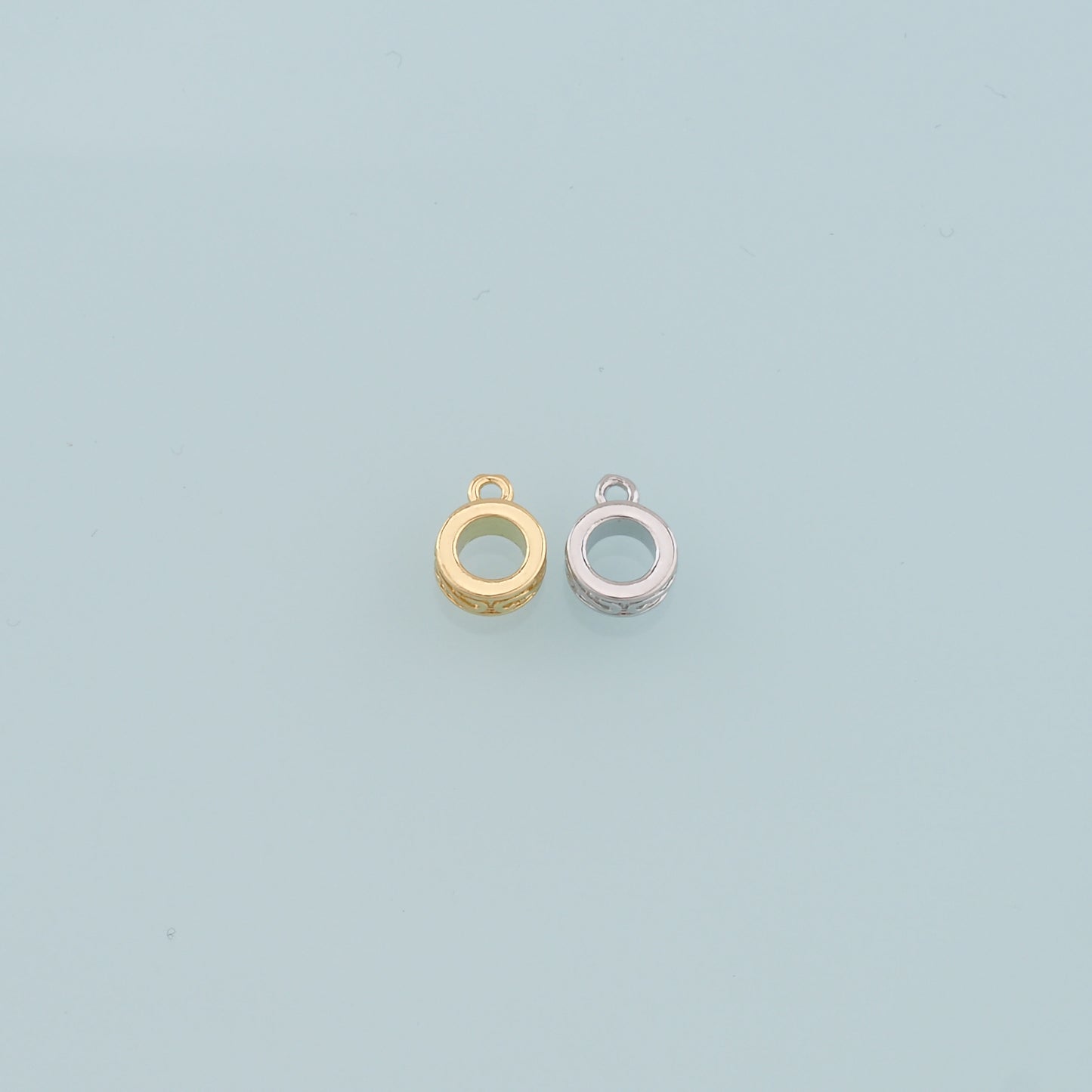 Gold Bail Charm Holder Spacer,18K Gold Filled With Loop Round Bead Spacer Bracelet Necklace for DIY Jewelry Making Supply
