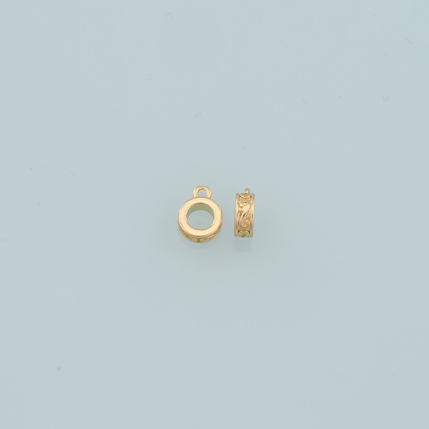 Gold Bail Charm Holder Spacer,18K Gold Filled With Loop Round Bead Spacer Bracelet Necklace for DIY Jewelry Making Supply
