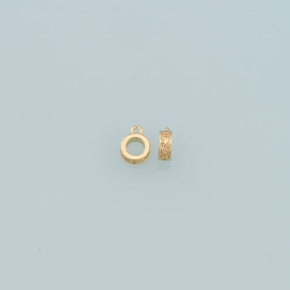 Gold Bail Charm Holder Spacer,18K Gold Filled With Loop Round Bead Spacer Bracelet Necklace for DIY Jewelry Making Supply
