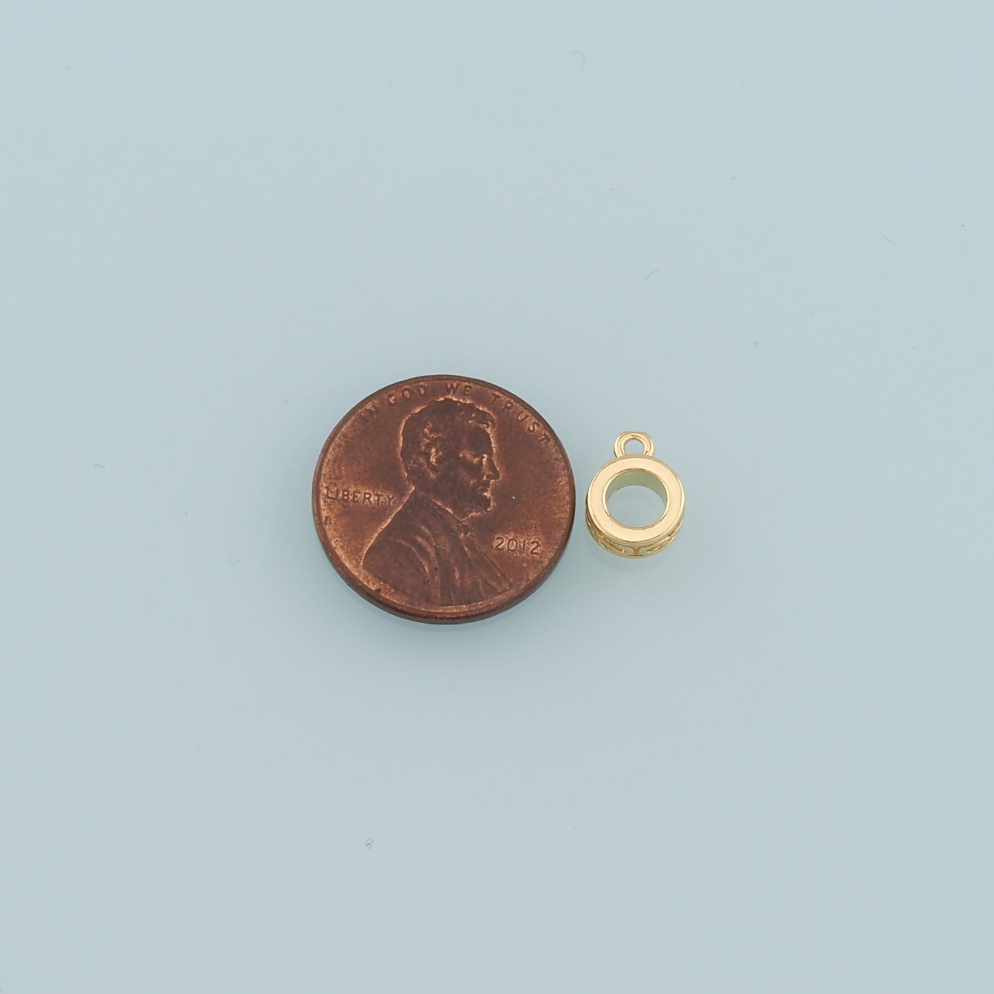Gold Bail Charm Holder Spacer,18K Gold Filled With Loop Round Bead Spacer Bracelet Necklace for DIY Jewelry Making Supply