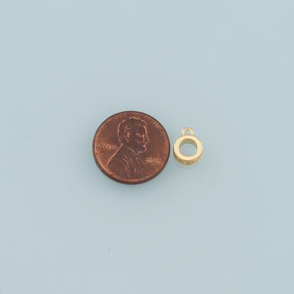 Gold Bail Charm Holder Spacer,18K Gold Filled With Loop Round Bead Spacer Bracelet Necklace for DIY Jewelry Making Supply