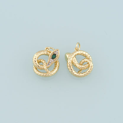 18K Gold Filled Snake Pendant,CZ Micro Pave Snake Charm Bracelet Necklace for DIY Jewelry Making Supply