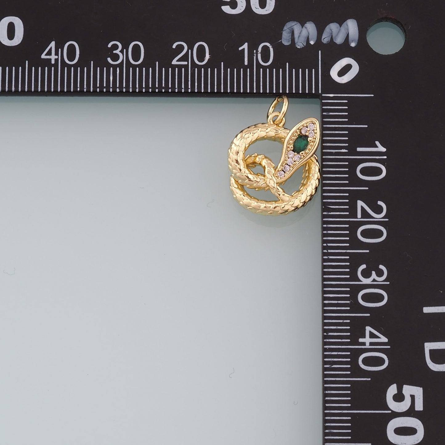 18K Gold Filled Snake Pendant,CZ Micro Pave Snake Charm Bracelet Necklace for DIY Jewelry Making Supply