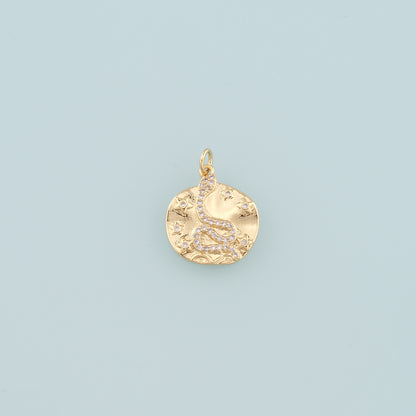 18K Gold Filled Snake Pendant,CZ Micro Pave Snake Charm Bracelet Necklace for DIY Jewelry Making Supply