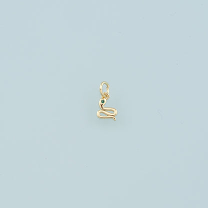 18K Gold Filled Tiny Snake Pendant,Dainty Snake Charm Bracelet Necklace for DIY Jewelry Making Supply
