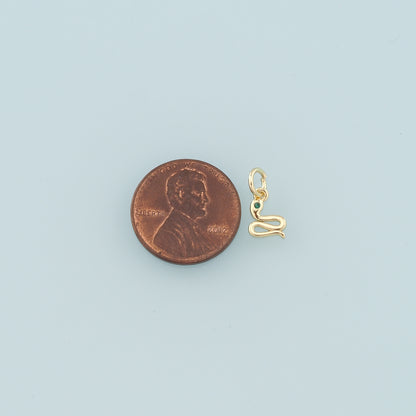 18K Gold Filled Tiny Snake Pendant,Dainty Snake Charm Bracelet Necklace for DIY Jewelry Making Supply