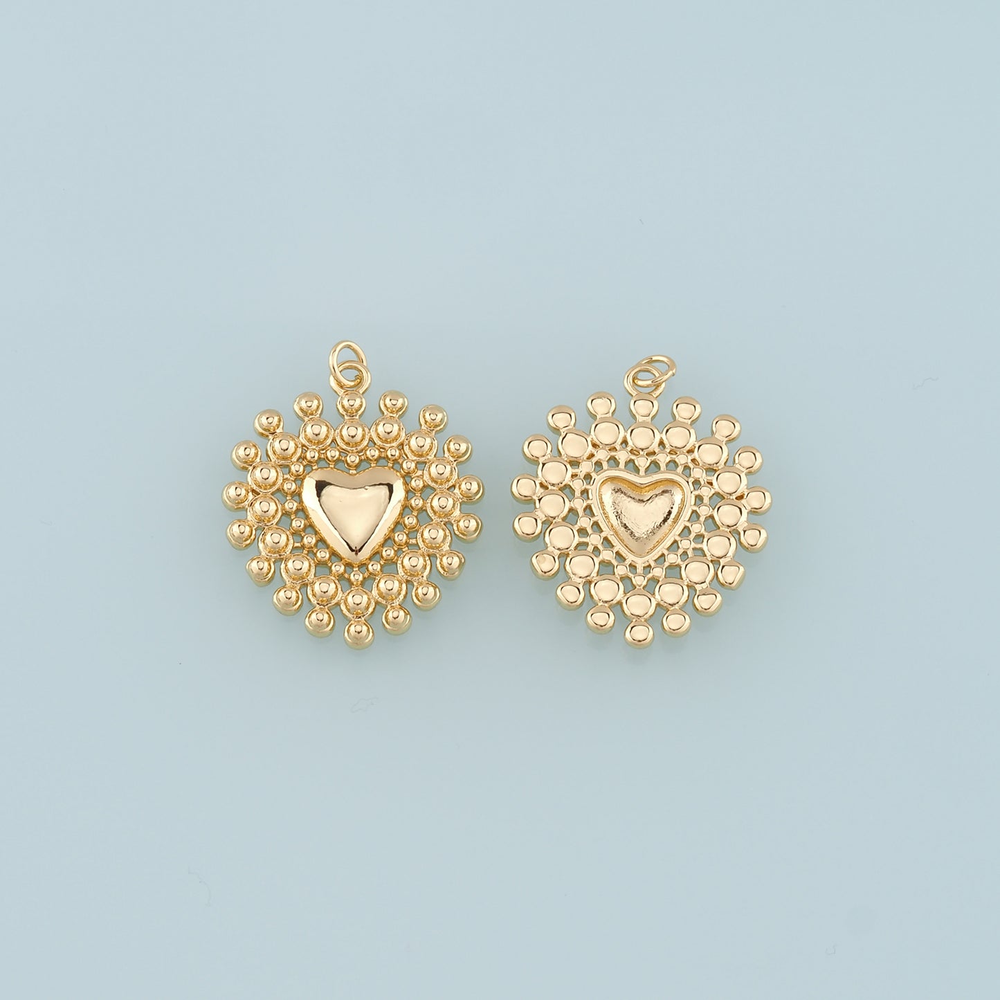 18K Gold Filled Heart Pendant,Dainty Heart Charm Bracelet Necklace for DIY Jewelry Making Supply