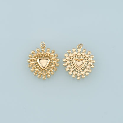 18K Gold Filled Heart Pendant,Dainty Heart Charm Bracelet Necklace for DIY Jewelry Making Supply