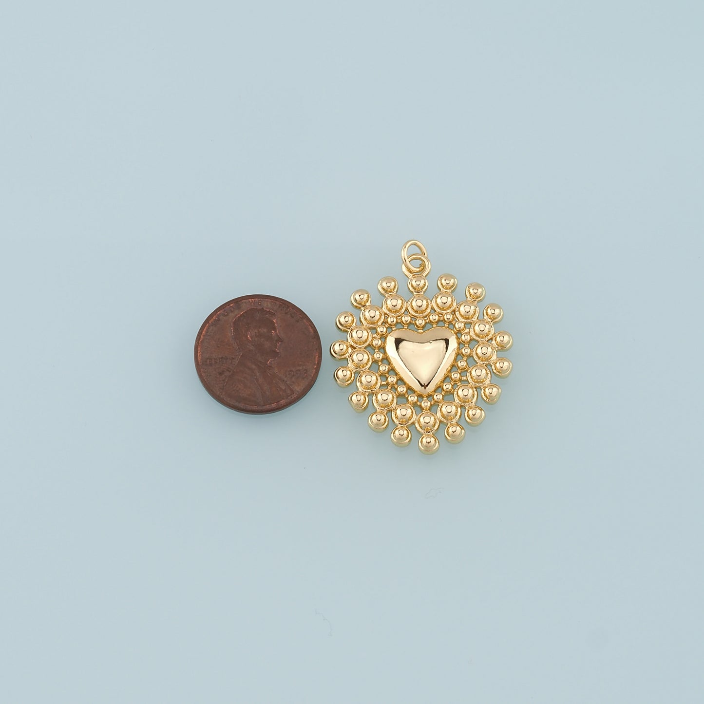 18K Gold Filled Heart Pendant,Dainty Heart Charm Bracelet Necklace for DIY Jewelry Making Supply