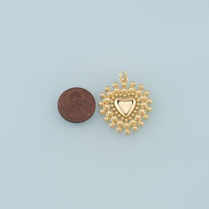 18K Gold Filled Heart Pendant,Dainty Heart Charm Bracelet Necklace for DIY Jewelry Making Supply