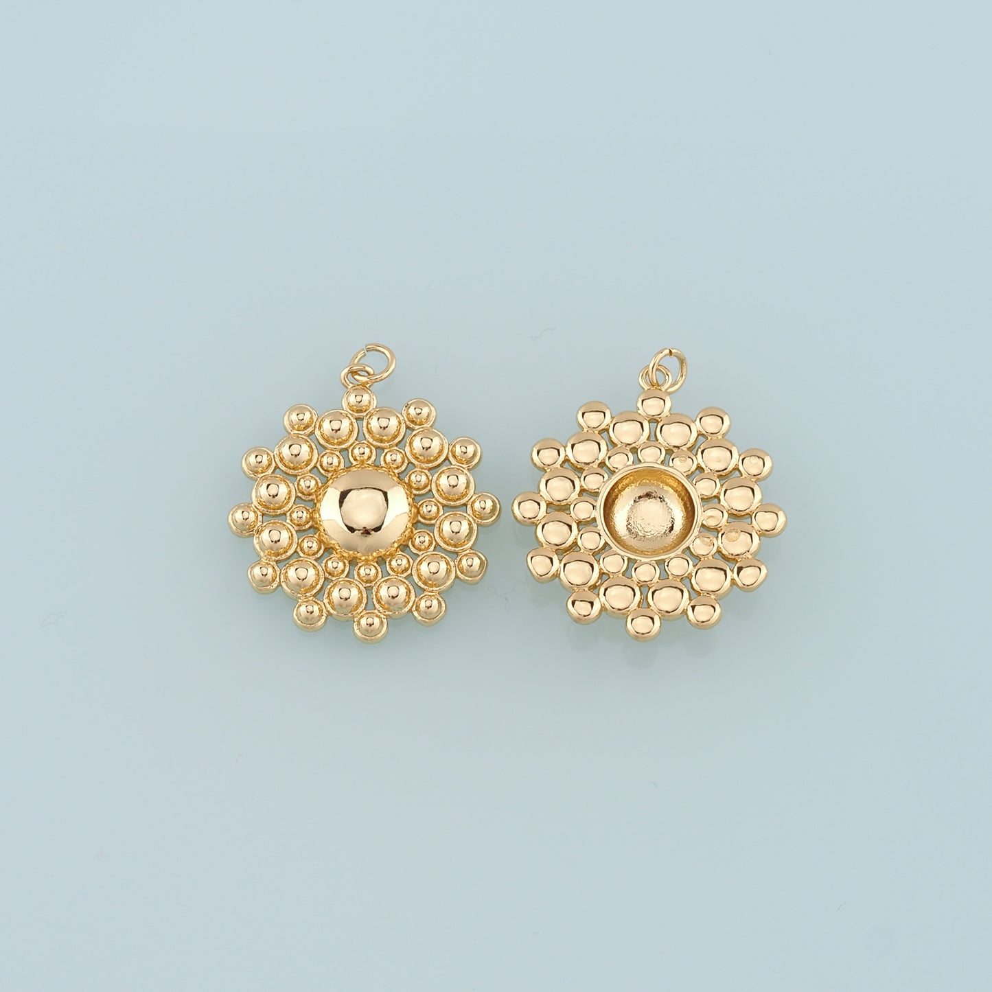 18K Gold Filled Round Pendant,Dainty Ball Charm Bracelet Necklace for DIY Jewelry Making Supply