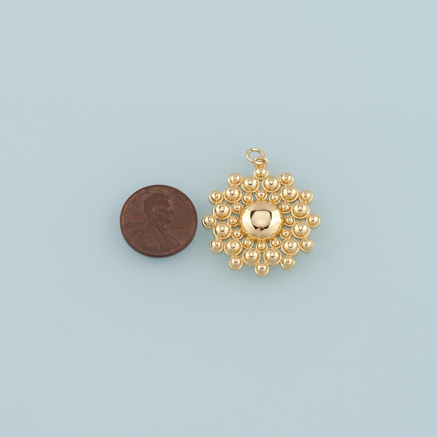 18K Gold Filled Round Pendant,Dainty Ball Charm Bracelet Necklace for DIY Jewelry Making Supply