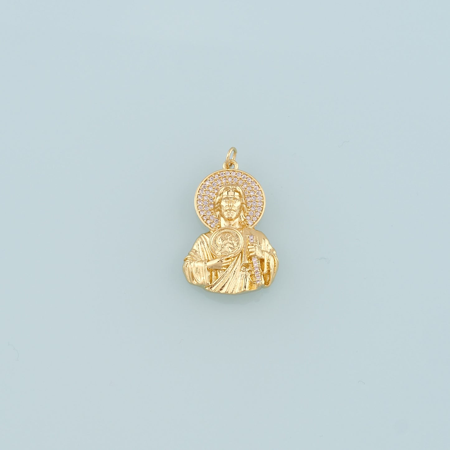 18K Gold Filled Jesus Pendant,CZ Micro Pave Religion Charm Bracelet Necklace for DIY Jewelry Making Supply