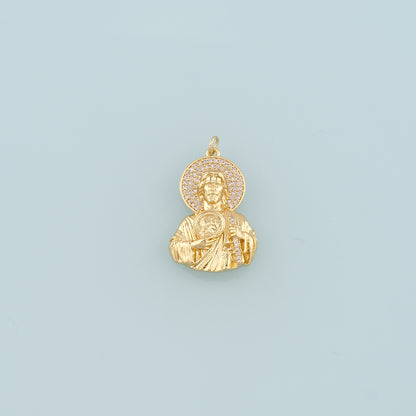 18K Gold Filled Jesus Pendant,CZ Micro Pave Religion Charm Bracelet Necklace for DIY Jewelry Making Supply