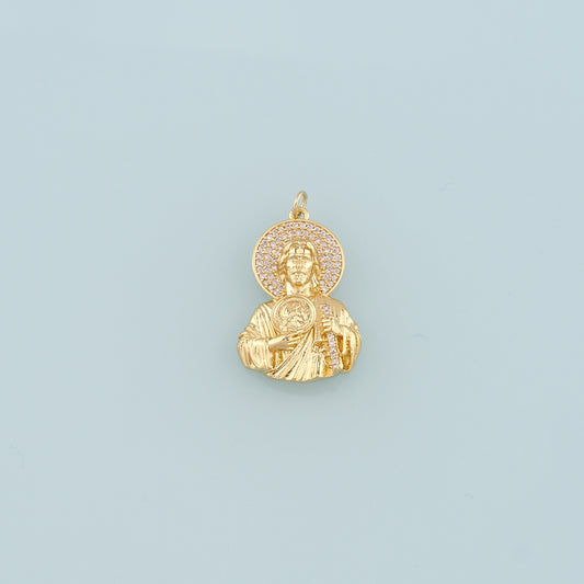 18K Gold Filled Jesus Pendant,CZ Micro Pave Religion Charm Bracelet Necklace for DIY Jewelry Making Supply