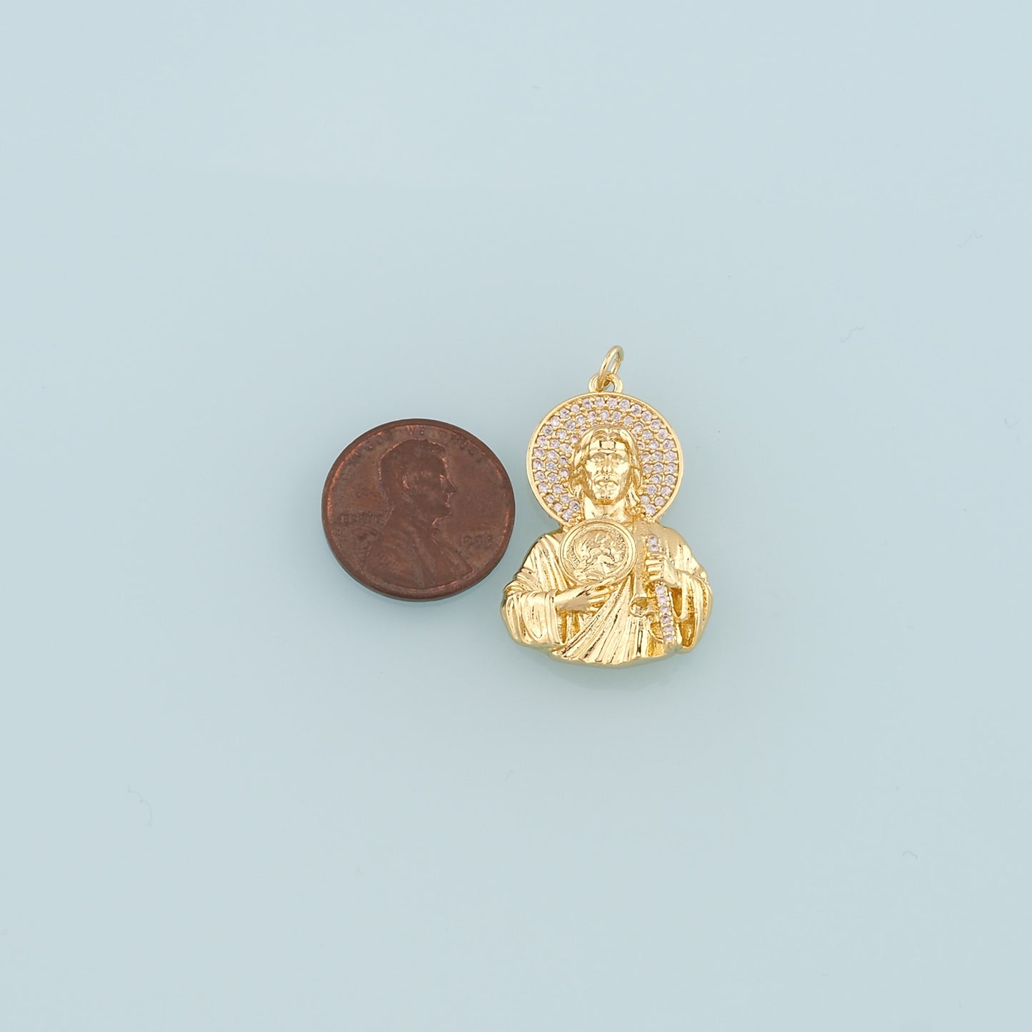 18K Gold Filled Jesus Pendant,CZ Micro Pave Religion Charm Bracelet Necklace for DIY Jewelry Making Supply