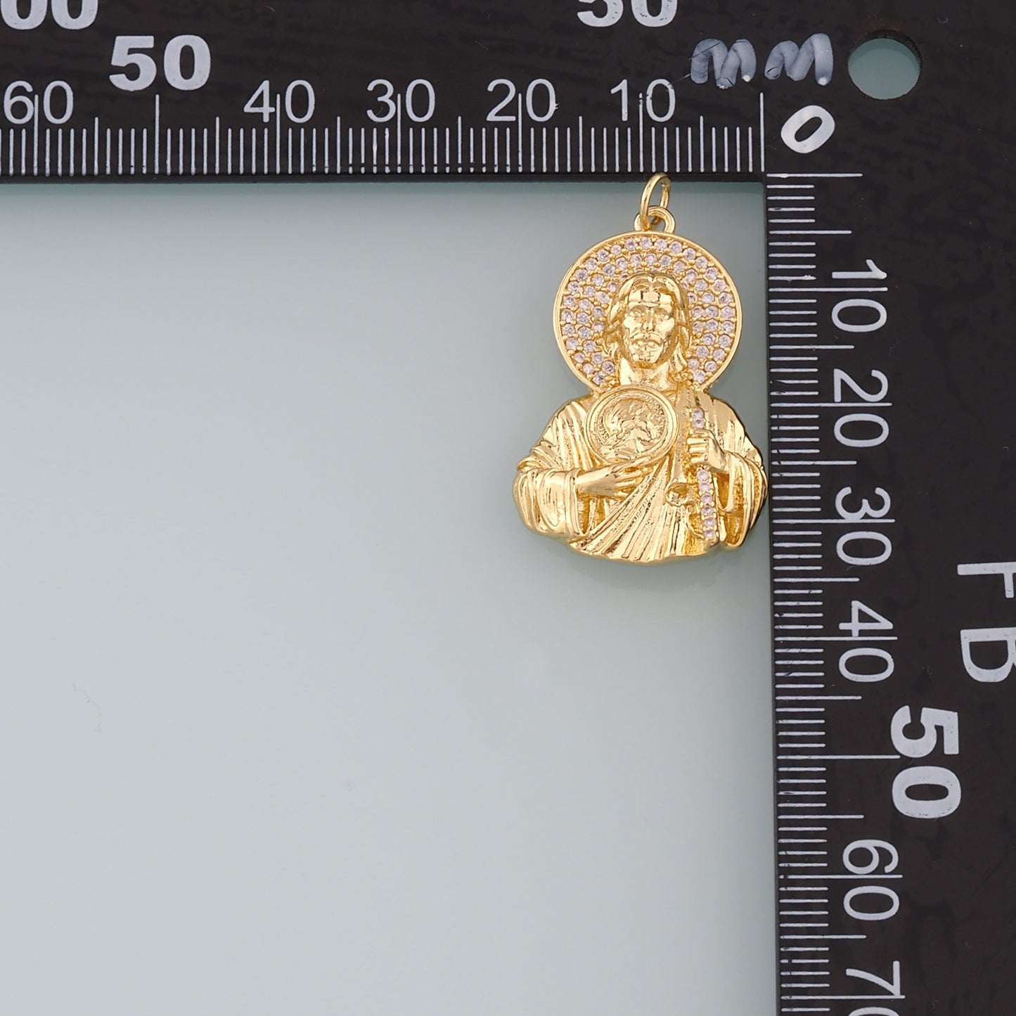 18K Gold Filled Jesus Pendant,CZ Micro Pave Religion Charm Bracelet Necklace for DIY Jewelry Making Supply