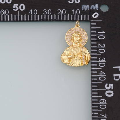 18K Gold Filled Jesus Pendant,CZ Micro Pave Religion Charm Bracelet Necklace for DIY Jewelry Making Supply