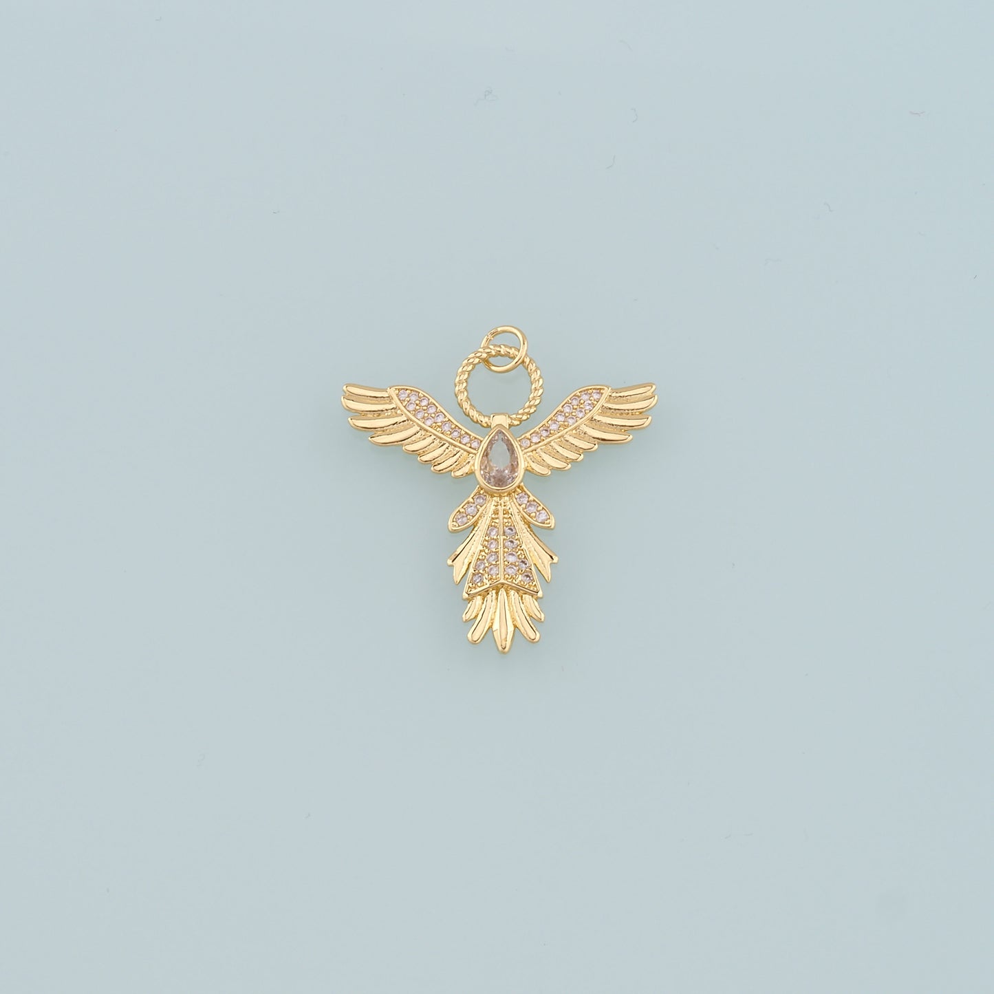 18K Gold Filled Angel Pendant,CZ Micro Pave Angel Charm Bracelet Necklace for DIY Jewelry Making Supply