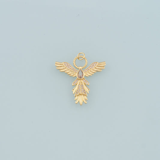 18K Gold Filled Angel Pendant,CZ Micro Pave Angel Charm Bracelet Necklace for DIY Jewelry Making Supply