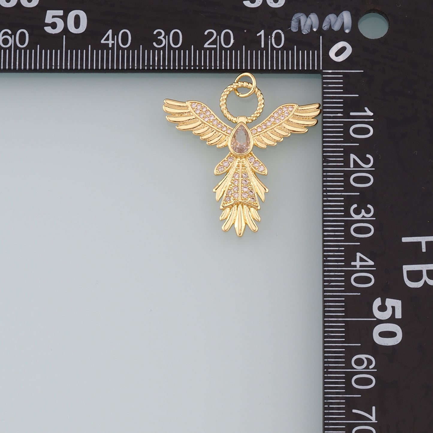 18K Gold Filled Angel Pendant,CZ Micro Pave Angel Charm Bracelet Necklace for DIY Jewelry Making Supply