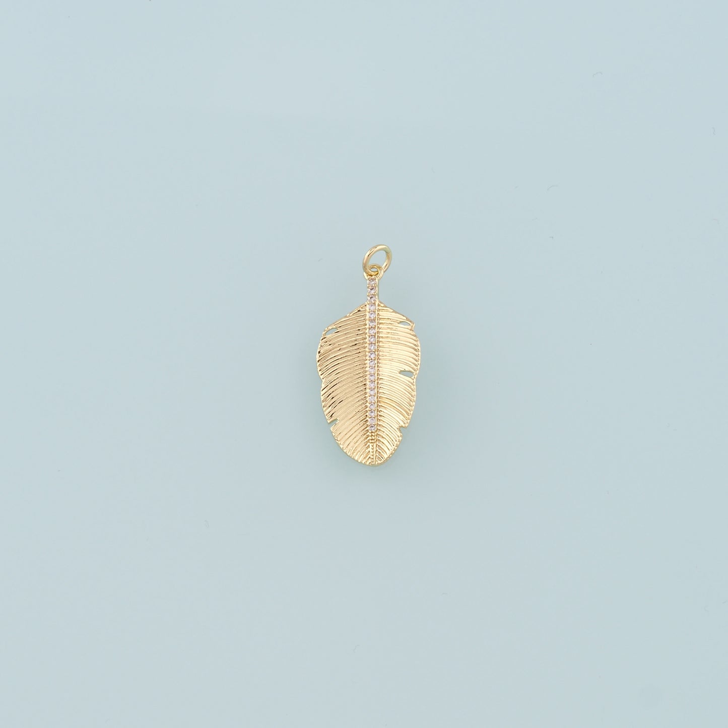 18K Gold Filled Leaf Pendant,CZ Micro Pave Leaf Charm Bracelet Necklace for DIY Jewelry Making Supply