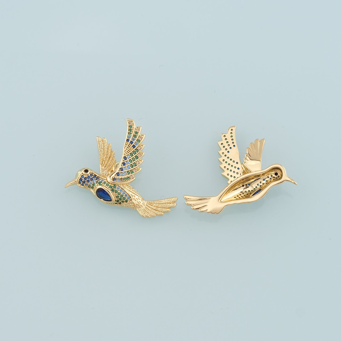 18K Gold Filled Bird Pendant,CZ Micro Pave Birds Charm Bracelet Necklace for DIY Jewelry Making Supply