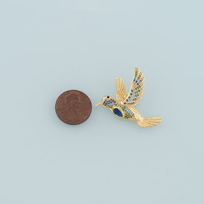 18K Gold Filled Bird Pendant,CZ Micro Pave Birds Charm Bracelet Necklace for DIY Jewelry Making Supply