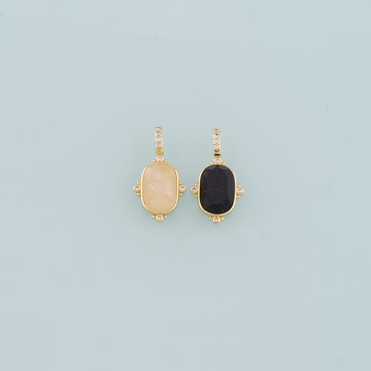 18K Gold Filled Oval Gem Pendant,Gem Charm Bracelet Necklace for DIY Jewelry Making Supply