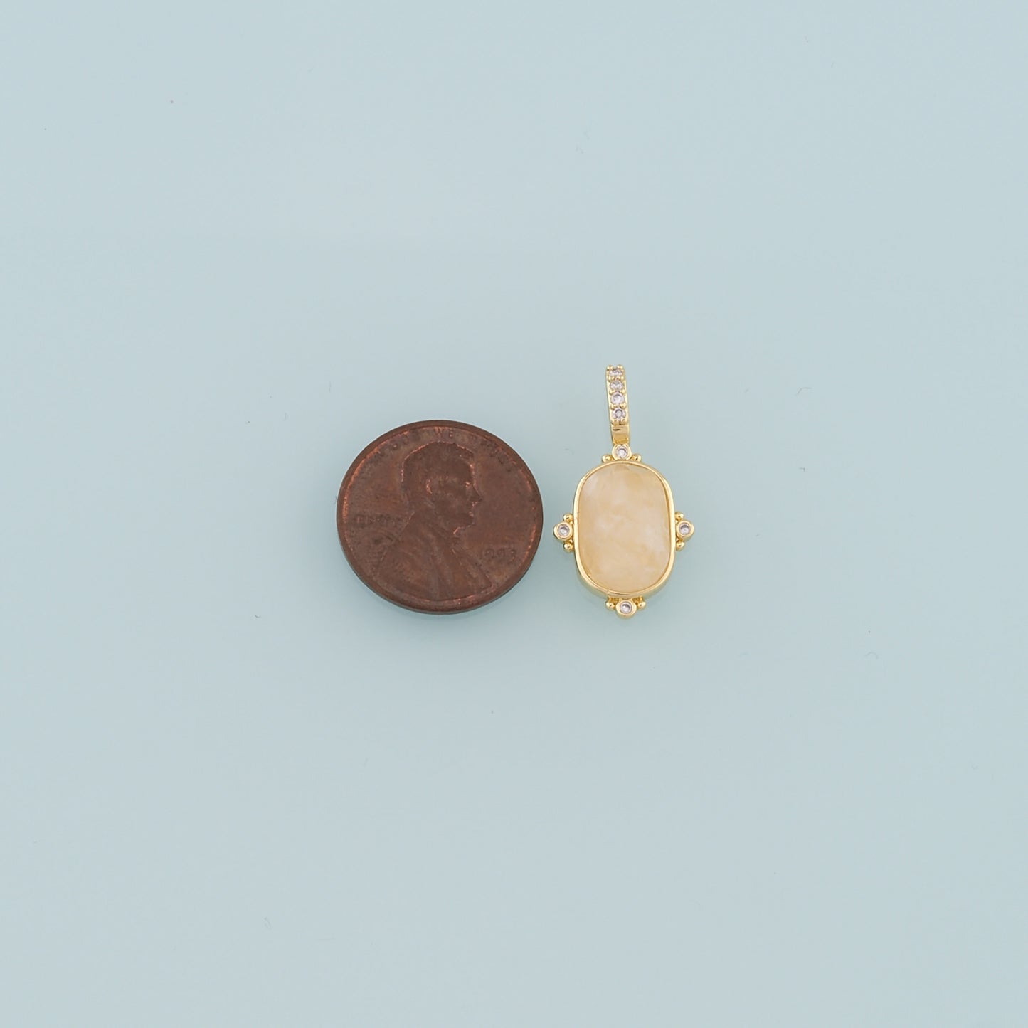 18K Gold Filled Oval Gem Pendant,Gem Charm Bracelet Necklace for DIY Jewelry Making Supply