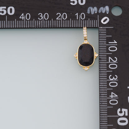 18K Gold Filled Oval Gem Pendant,Gem Charm Bracelet Necklace for DIY Jewelry Making Supply