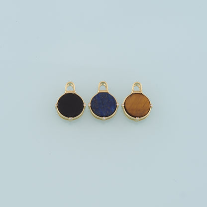 18K Gold Filled Round Gem Pendant,Gem Charm Bracelet Necklace for DIY Jewelry Making Supply
