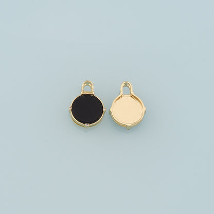 18K Gold Filled Round Gem Pendant,Gem Charm Bracelet Necklace for DIY Jewelry Making Supply