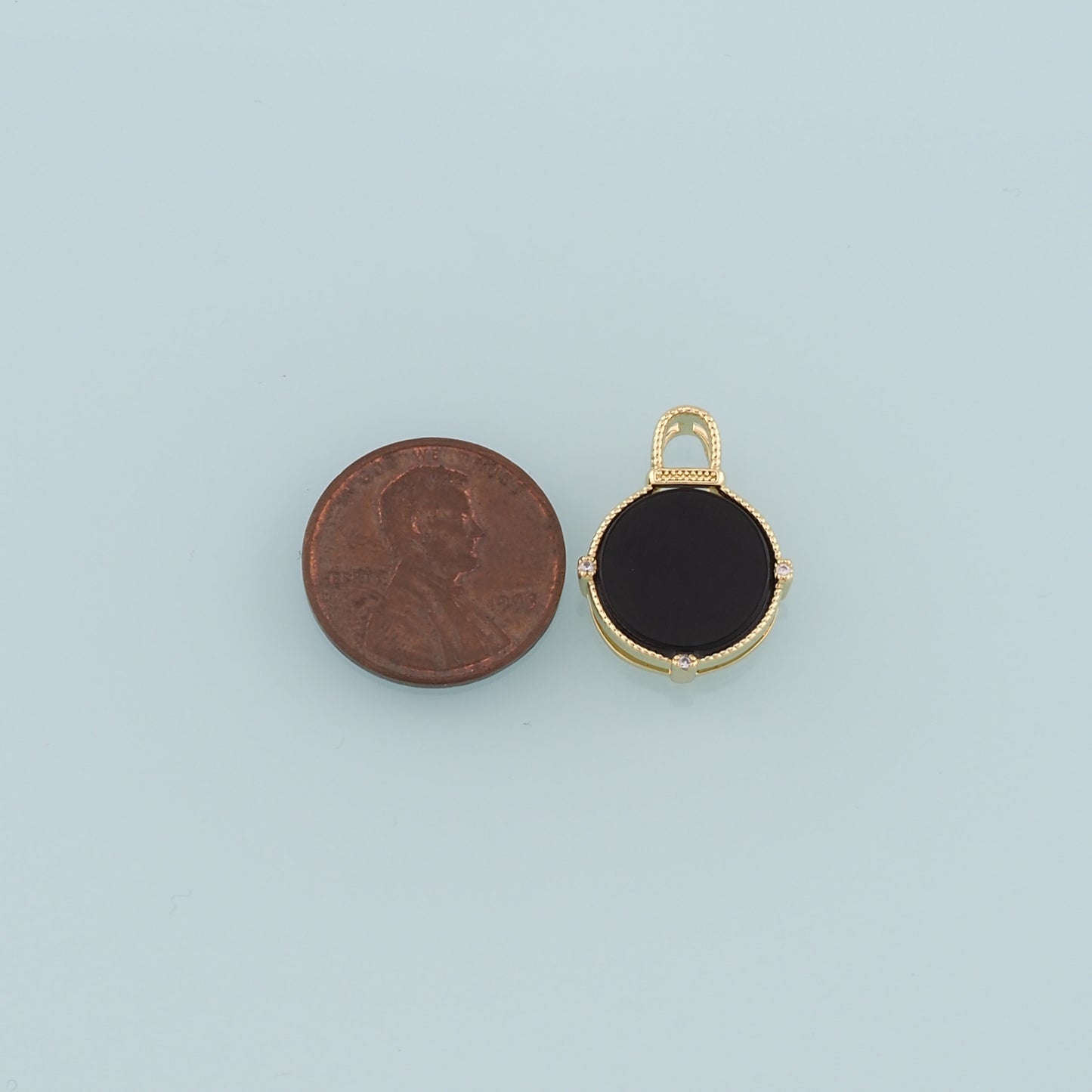 18K Gold Filled Round Gem Pendant,Gem Charm Bracelet Necklace for DIY Jewelry Making Supply