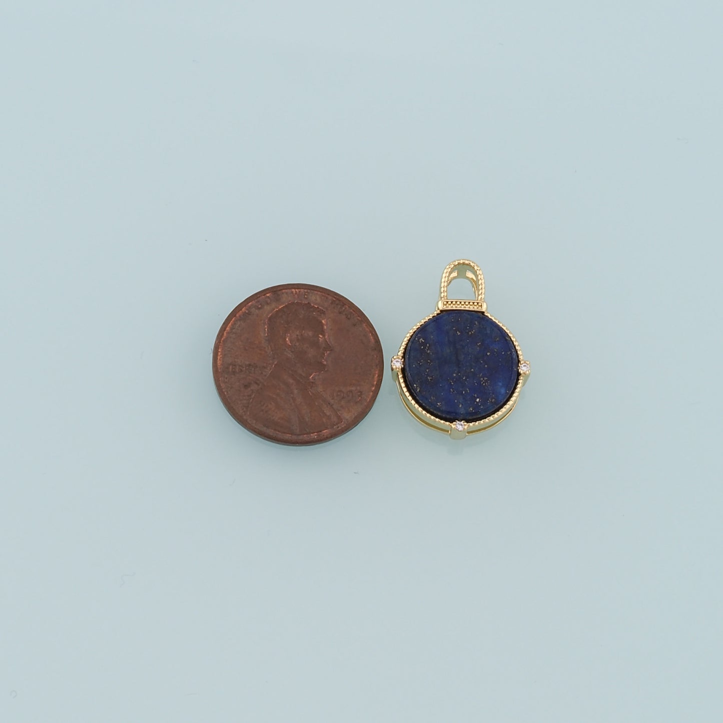 18K Gold Filled Round Gem Pendant,Gem Charm Bracelet Necklace for DIY Jewelry Making Supply