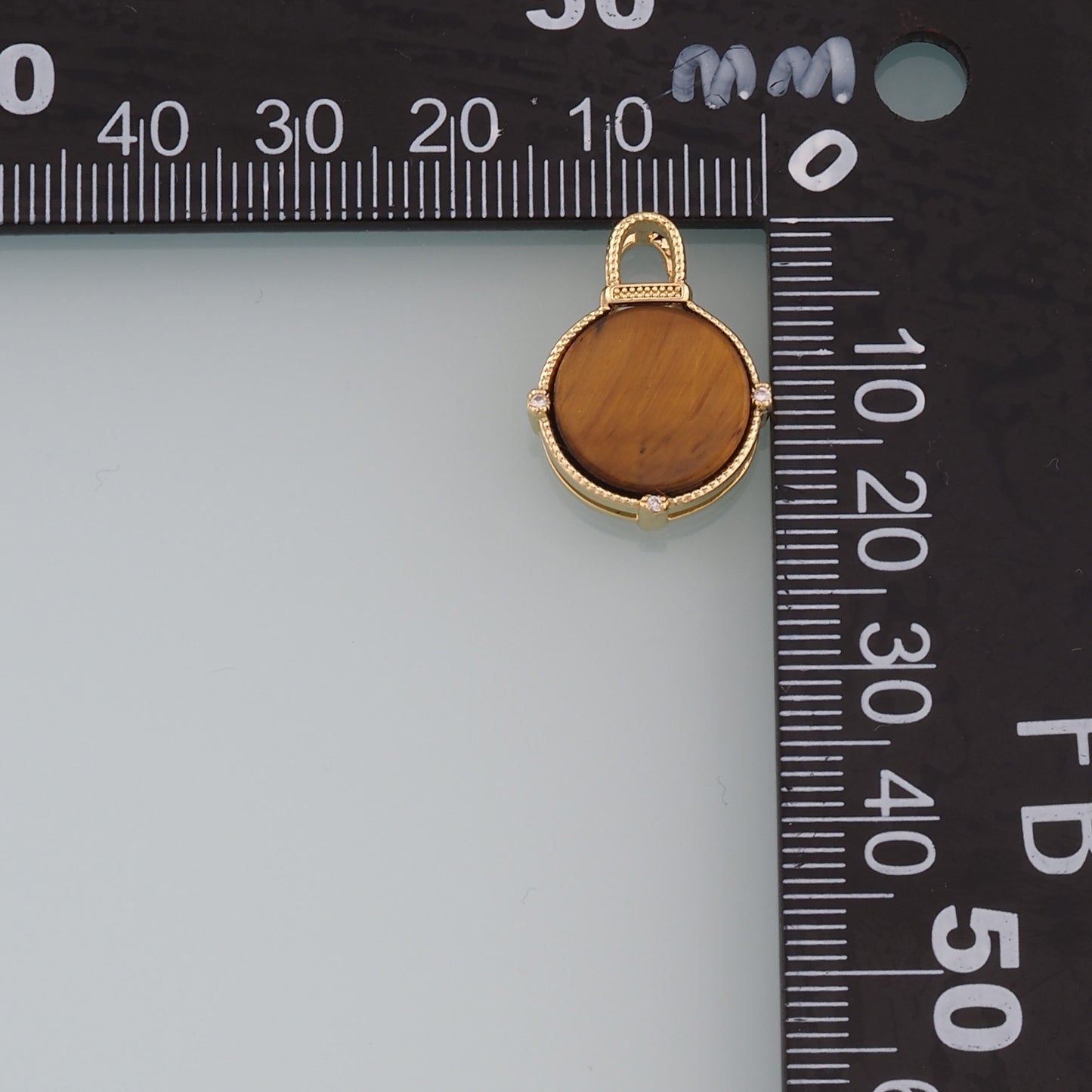 18K Gold Filled Round Gem Pendant,Gem Charm Bracelet Necklace for DIY Jewelry Making Supply