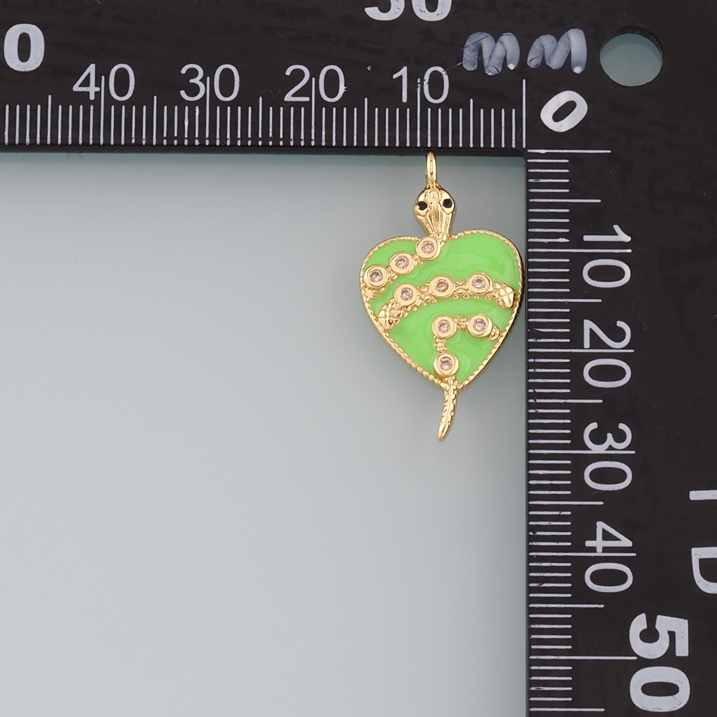 18K Gold Filled Heart Snake Pendant,Enamel Snake Charm Bracelet Necklace for DIY Jewelry Making Supply
