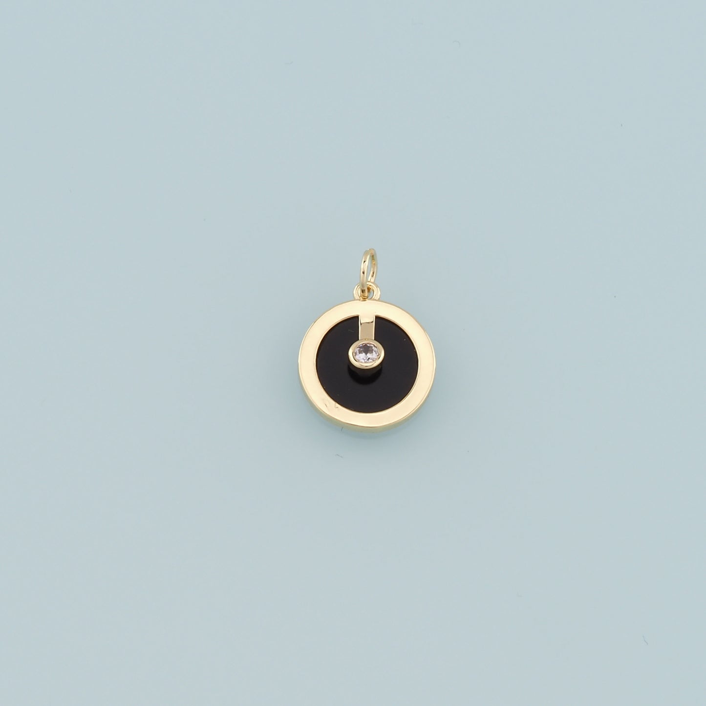 18K Gold Filled Round Pendant,Enamel Round Charm Bracelet Necklace for DIY Jewelry Making Supply